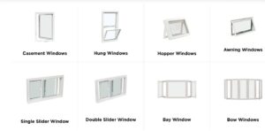 Variety of vinyl windows offered by EcoTech Windows and Doors, showcasing different styles, sizes, and energy-efficient options for homeowners