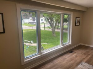 Large white windows installed by EcoTech Windows and Doors, enhancing the home's aesthetic appeal and energy efficiency in Mississauga.