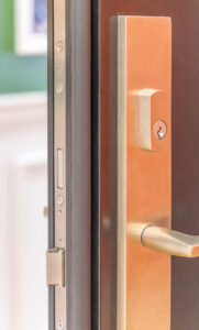 Close-up of the multipoint locking system on the Entry Way Door System, showcasing the enhanced security features.