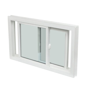 Double slider lift-out window with two horizontally sliding sashes, one of which can be lifted out for easy cleaning and maintenance, showcasing a sleek and modern design.